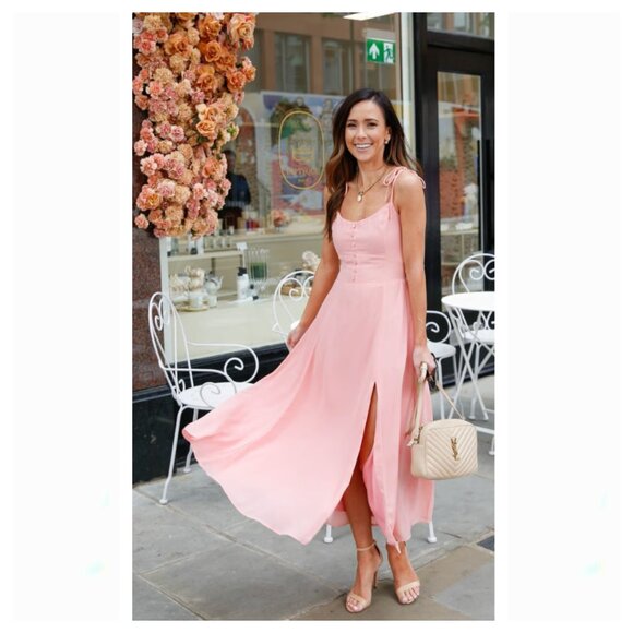 Abercrombie & Fitch Pink Tie-Strap Corset Button Midi Dress - Picture 1 of 12